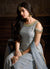 Light Grey Embroidered Indo Western Style Sharara Suit, Salwar Kameez
