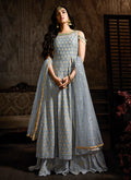 Light Grey Indo Western Style Sharara Suit
