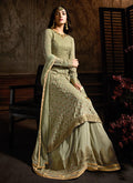 Light Green Embroidered Indo Western Style Sharara Suit