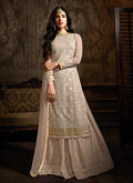 Indian Clothes - Blush Pink Embroidered Indo Western Style Sharara Suit