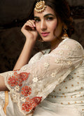Off White Embroidered Indo Western Style Sharara Suit