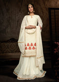 Off White Embroidered Sharara Suit