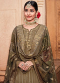 Olive Green Sequence Embroidered Palazzo Suit, Salwar Kameez