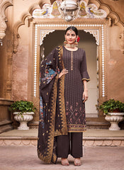 Deep Mauve Embroidered Palazzo Suit