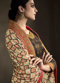 Indian Suits - Dark Brown Golden Anarkali Suit 