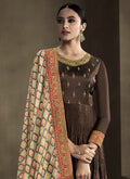 Indian Dresses - Dark Brown Anarkali Suit 