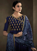 Indian Suits - Navy Blue Golden Anarkali Suit