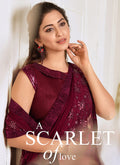 Maroon Embroidered Saree In usa uk canada