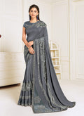 Grey Sequence Embroidered Designer Saree