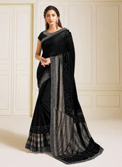 Black Sequence Embroidered Designer Saree