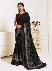 Black Sequence Embroidered Designer Saree