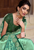 Green Two Tone Traditional Embroidered Silk Saree In usa uk canada