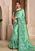 Green Two Tone Traditional Embroidered Silk Saree