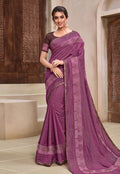Purple Two Tone Zari Embroidered Silk Saree