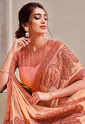 Peach Floral Motif And Stone Detailed Silk Saree  In usa uk canada