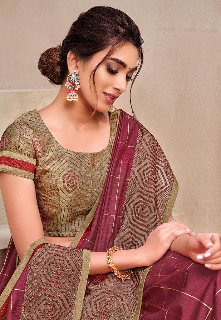 Pink Golden Traditional Zari Detailed Silk Saree In usa uk canada