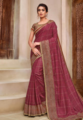 Pink Golden Traditional Zari Detailed Silk Saree