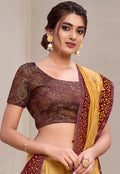 Yellow And Brown Silk Saree In usa uk canada