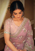 Pink Embroidered Saree In usa uk canada