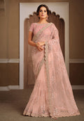 Baby Pink Embroidered Saree