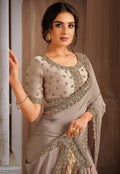 Light Grey Embroidered Saree In usa uk canada