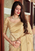 Beige Golden Silk Saree In usa uk canada