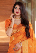 Orange Golden Silk Saree In usa uk canada