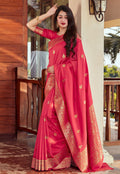 Coral Golden Silk Saree In usa uk canada