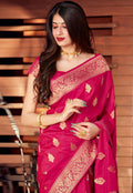 Pink Golden Silk Saree In usa uk canada