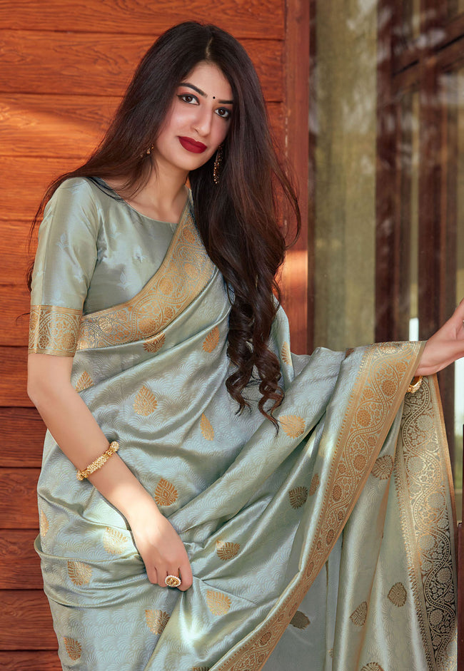 Teal Golden Silk Saree In usa uk canada