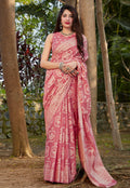 Pink Printed Silk Saree