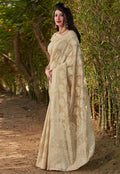 Beige Printed Silk Saree In usa uk canada