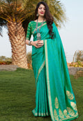 Green Indian Banarasi Silk Saree