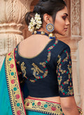 Indian Wedding Saree -  Blue Two Tone Multi Embroidered Saree