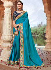 Blue Embroidered Saree