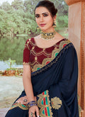 Indian Wedding Saree - Blue And Red  Saree