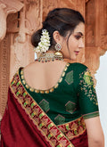 Indian Wedding Saree - Red And Green Multi Embroidered Saree