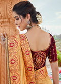 Indian Wedding Saree - Yellow And Red Multi Embroidered Saree