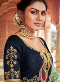 Indian Wedding Saree - Mint Green And Blue  Saree