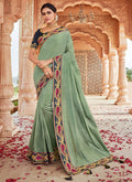 Mint Green Embroidered Saree