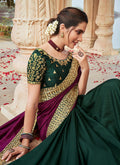 Indian Wedding Saree - Wine And Green Multi Embroidered Saree