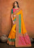 Yellow Multi Embroidered Designer Saree