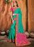 Turquoise And Pink Multi Embroidered Designer Saree