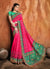 Pink And Green Multi Embroidered Designer Saree