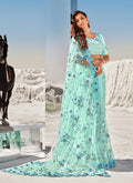 Aqua Blue Indian Wedding Saree