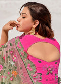 Mint Green And Pink Net Saree In new Zealand