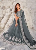 Grey Silver Wedding Saree In usa