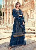 Royal Blue Embroidered Pakistani Sharara Suit