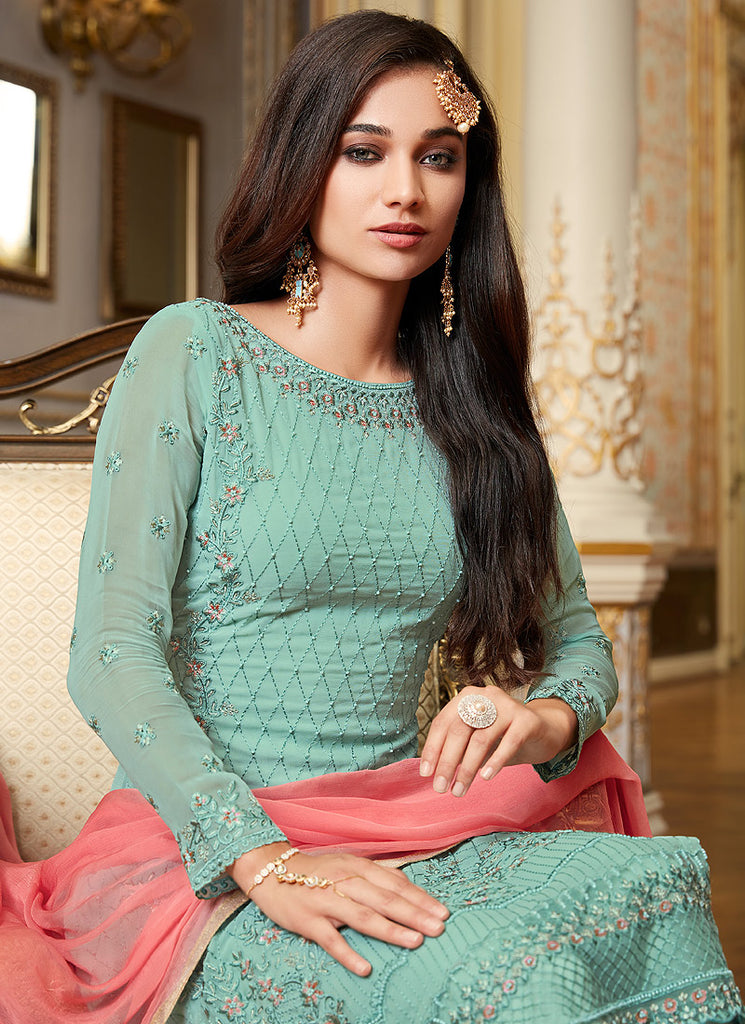 Sea Blue Pant Suit In usa