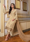 Beige Golden Embroidery Pakistani Pant Suit In uk